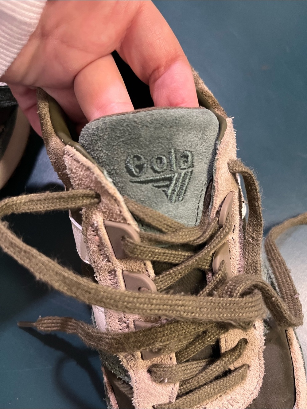 Gola Women’s Olive, Beige & Teal Retro Trainer Sneakers - Picture 13 of 14